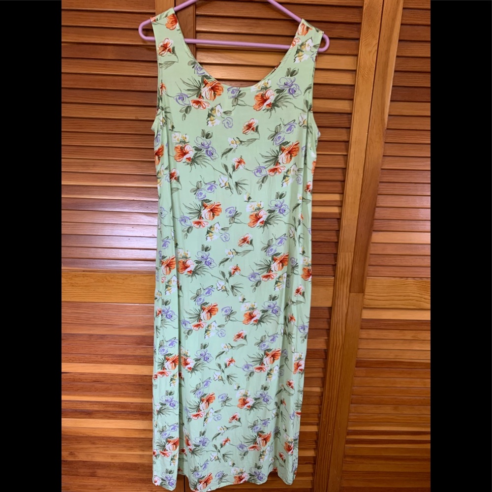 Coldwater Creek Green Floral Maxi Dress
